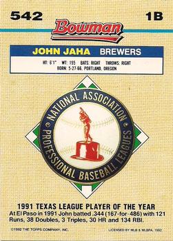 John Jaha  baseball card collectible - Main Image 2
