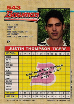 Justin Thompson  baseball card collectible - Main Image 2