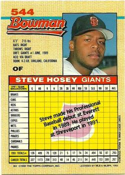 Steve Hosey  baseball card collectible - Main Image 2