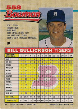 Bill Gullickson  baseball card collectible - Main Image 2