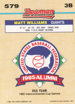 Matt Williams  baseball card collectible - Main Image 2