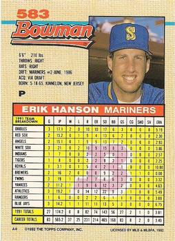 Erik Hanson  baseball card collectible - Main Image 2