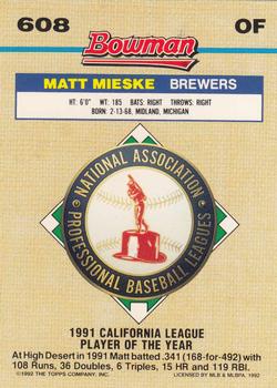 Matt Mieske  baseball card collectible - Main Image 2