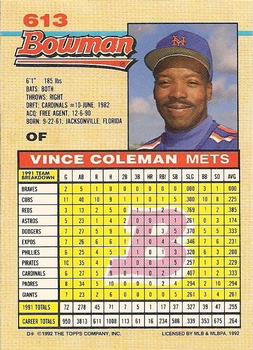 Vince Coleman  baseball card collectible - Main Image 2