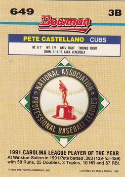 Pete Castellano  baseball card collectible - Main Image 2
