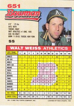 Walt Weiss  baseball card collectible - Main Image 2