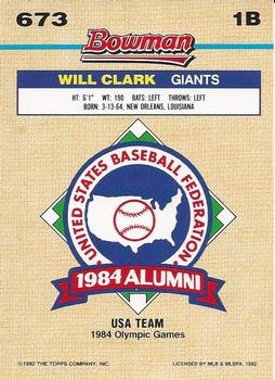Will Clark  baseball card collectible - Main Image 2