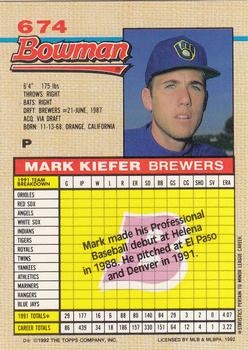 Mark Kiefer  baseball card collectible - Main Image 2