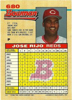 Jose Rijo  baseball card collectible - Main Image 2