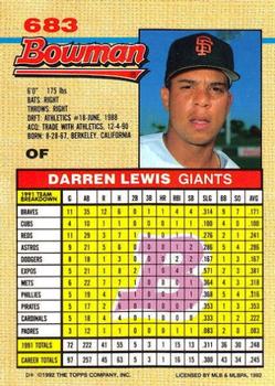 Darren Lewis  baseball card collectible - Main Image 2