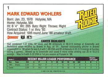 Mark Wohlers  baseball card collectible - Main Image 2