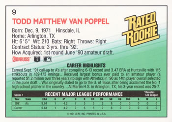 Todd Van Poppel  baseball card collectible - Main Image 2