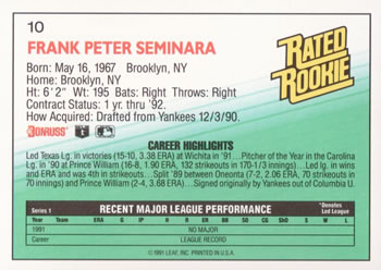 Frank Seminara  baseball card collectible - Main Image 2