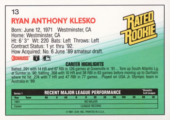 Ryan Klesko  baseball card collectible - Main Image 2