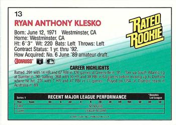 Ryan Klesko  baseball card collectible - Main Image 2