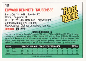 Eddie Taubensee  baseball card collectible - Main Image 2