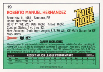 Roberto Hernandez  baseball card collectible - Main Image 2