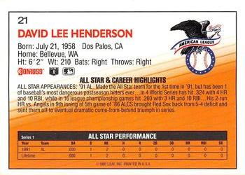 Dave Henderson  baseball card collectible - Main Image 2