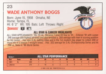 Wade Boggs  baseball card collectible - Main Image 2