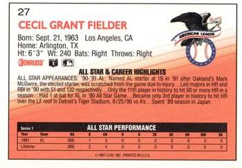 Cecil Fielder  baseball card collectible - Main Image 2