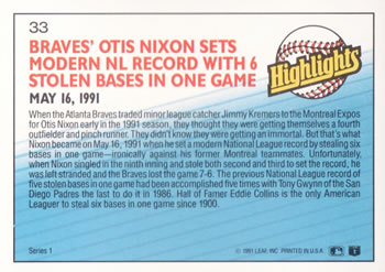 Otis Nixon  baseball card collectible - Main Image 2