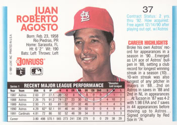 Juan Agosto  baseball card collectible - Main Image 2