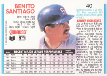 Benito Santiago  baseball card collectible - Main Image 2