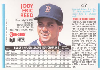 Jody Reed  baseball card collectible - Main Image 2