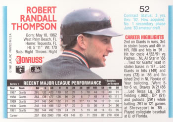 Robby Thompson  baseball card collectible - Main Image 2