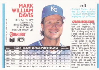 Mark Davis  baseball card collectible - Main Image 2