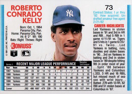 Roberto Kelly  baseball card collectible - Main Image 2