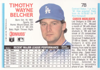 Tim Belcher  baseball card collectible - Main Image 2