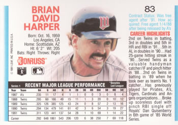Brian Harper  baseball card collectible - Main Image 2