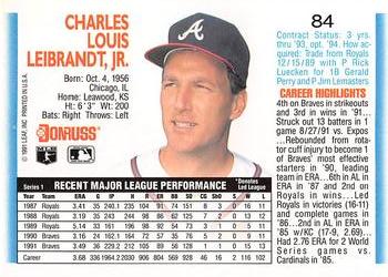 Charlie Leibrandt  baseball card collectible - Main Image 2