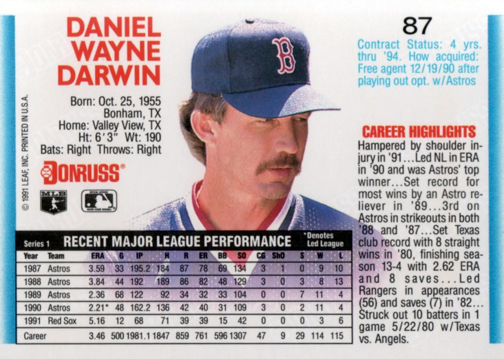 Danny Darwin  baseball card collectible - Main Image 2