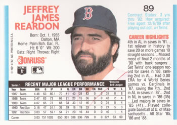 Jeff Reardon  baseball card collectible - Main Image 2