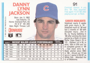 Danny Jackson  baseball card collectible - Main Image 2