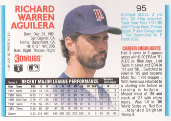 Rick Aguilera  baseball card collectible - Main Image 2