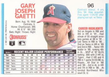 Gary Gaetti  baseball card collectible - Main Image 2