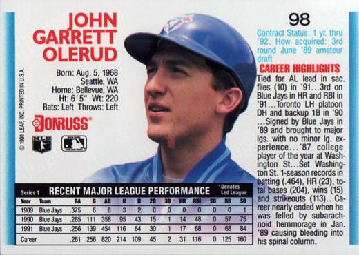 John Olerud  baseball card collectible - Main Image 2