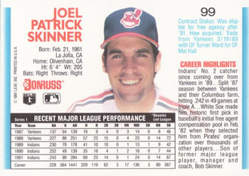 Joel Skinner  baseball card collectible - Main Image 2