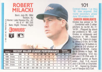 Bob Milacki  baseball card collectible - Main Image 2