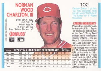 Norm Charlton  baseball card collectible - Main Image 2