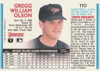 Gregg Olson  baseball card collectible - Main Image 2