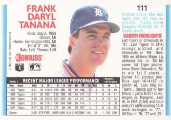 Frank Tanana  baseball card collectible - Main Image 2