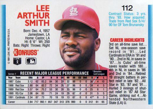 Lee Smith  baseball card collectible - Main Image 2