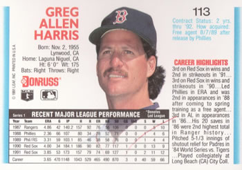 Greg Harris  baseball card collectible - Main Image 2
