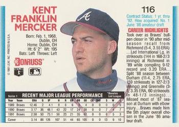Kent Mercker  baseball card collectible - Main Image 2