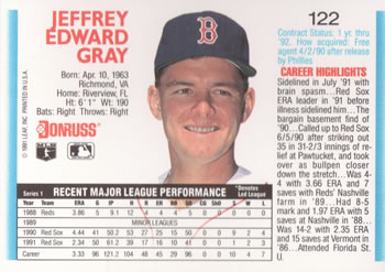 Jeff Gray  baseball card collectible - Main Image 2