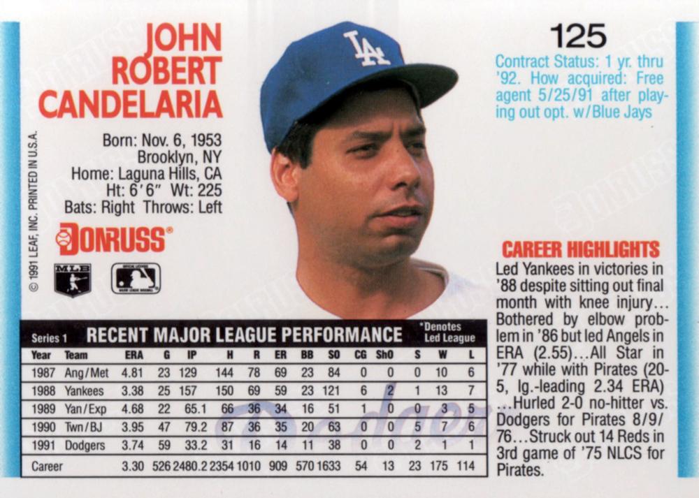 John Candelaria  baseball card collectible - Main Image 2